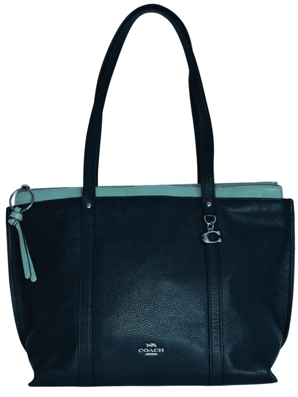 Coach Handbag Purse Bag May 1573 Tote AWL 2-Toned Navy Blue Leather Bag Carryall
